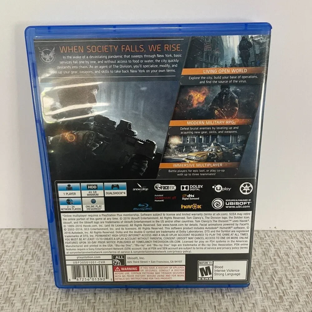 Tom Clancy's The Division Video Game for Sony Playstation 4